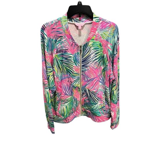 Lily Pulitzer UPF 50 Joleen Bomber Zip Up Jacket Scarlet Macaw Women's XL - Picture 1 of 8